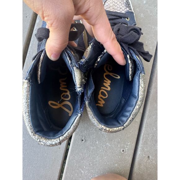 Sam Edelman High Top Multi-Texture Leather Sneakers - Picture 6 of 8